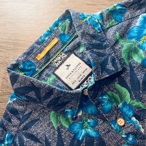 Denim & Flower • Blue Hibiscus Floral Print Shirt